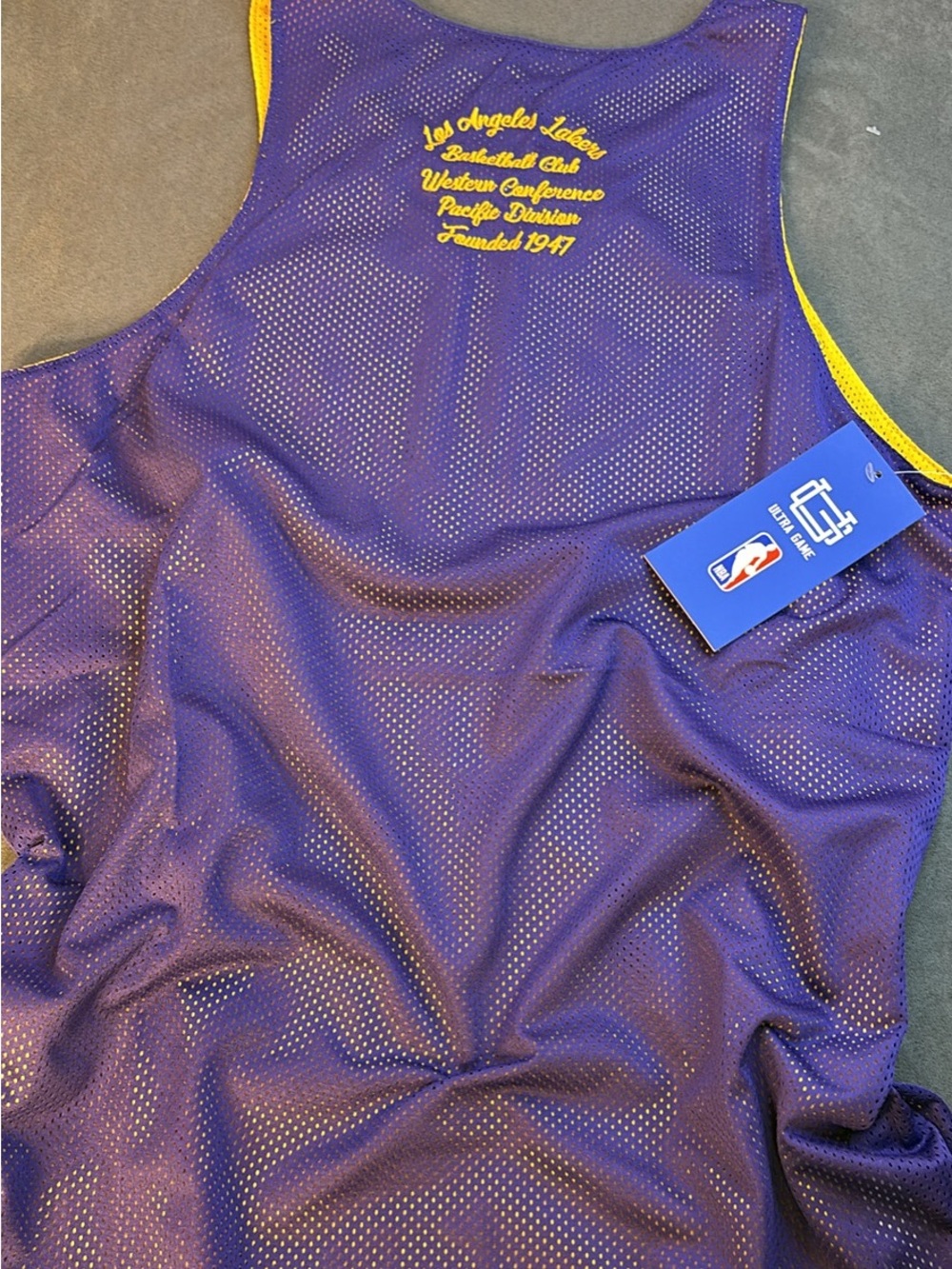 NBA Los Angeles Purple & Yellow Mesh Team Jersey - Picture 3 of 12